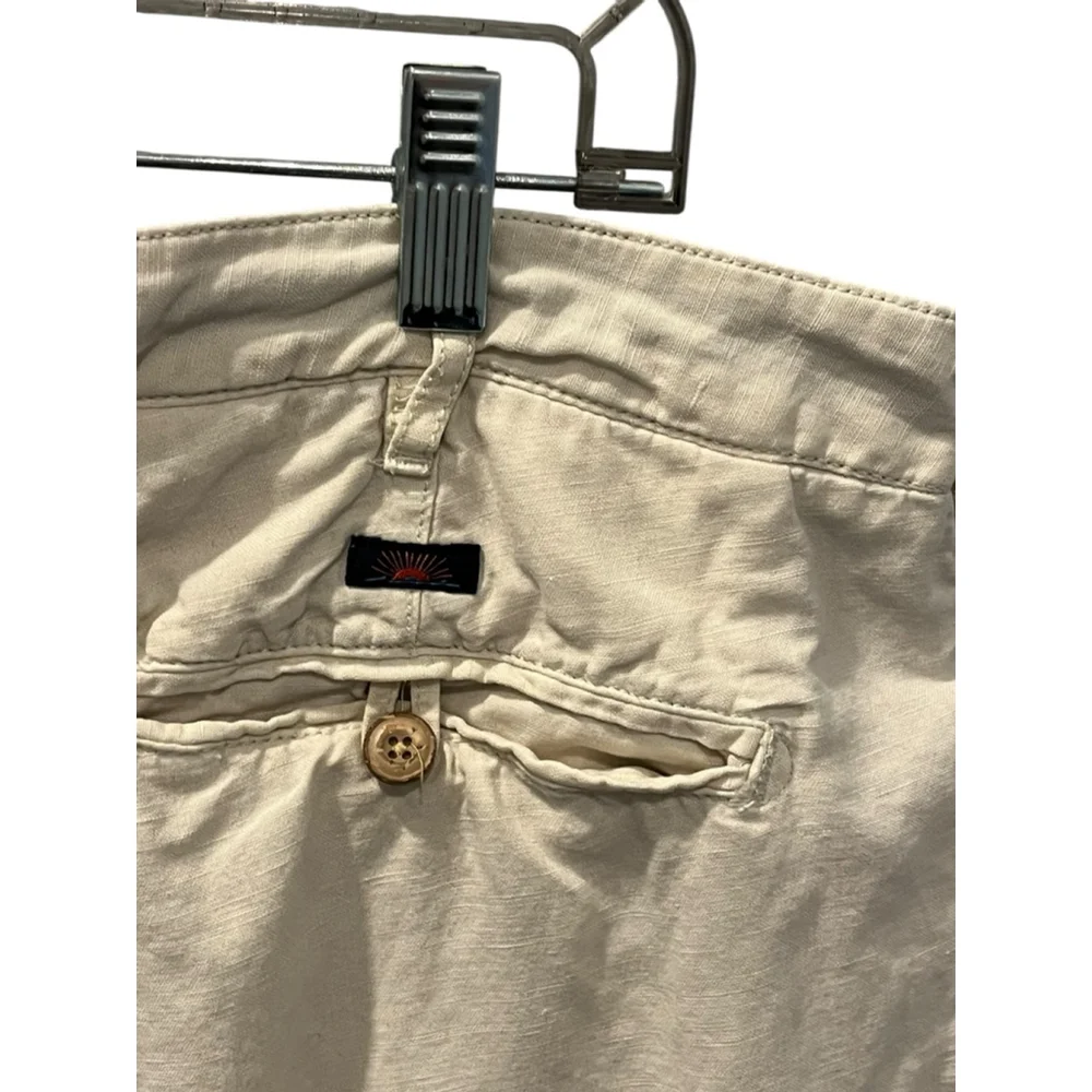 Faherty Linen Blend Khaki Chino Shorts Men's Size 35 Flat Front Zip Fly Pockets